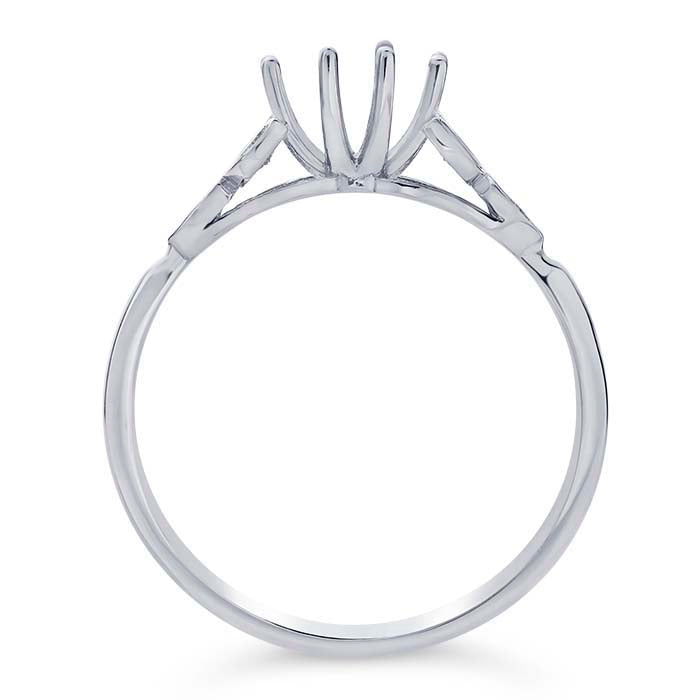14K White Gold 6 x 4mm Oval Semi-Mount Engagement Ring Mounting