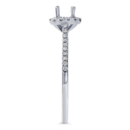 14K White Gold 4.8mm Round Semi-Mount Halo Engagement Ring Mounting