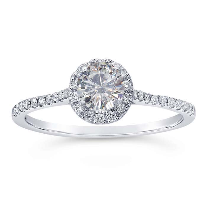 14K White Gold 4.8mm Round Semi-Mount Halo Engagement Ring Mounting