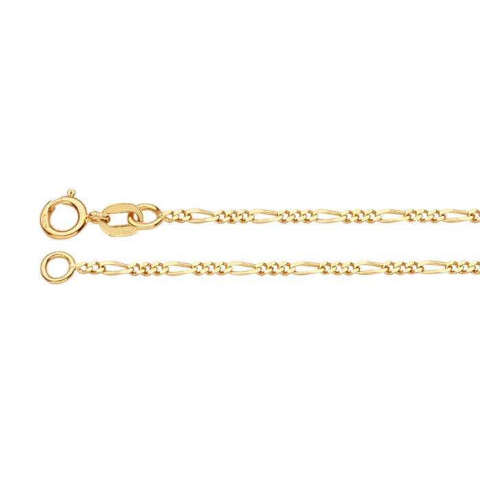14K Żółte Złoto 1,2 mm Diamentowo Cięty Łańcuszek Figaro