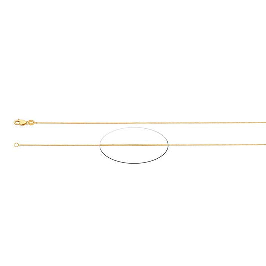 14K Yellow Gold 0.7mm Seamed Snake Chain