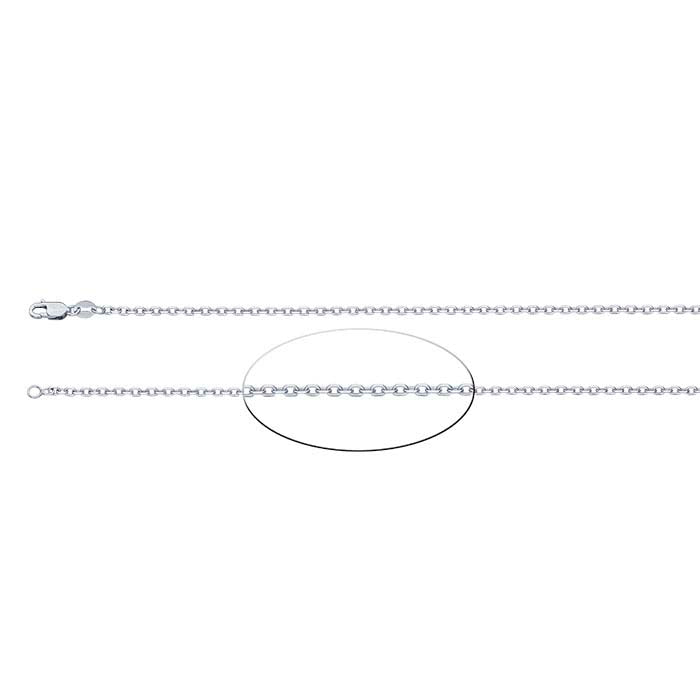14K White Gold 1.8mm Beveled Oval Cable Chain