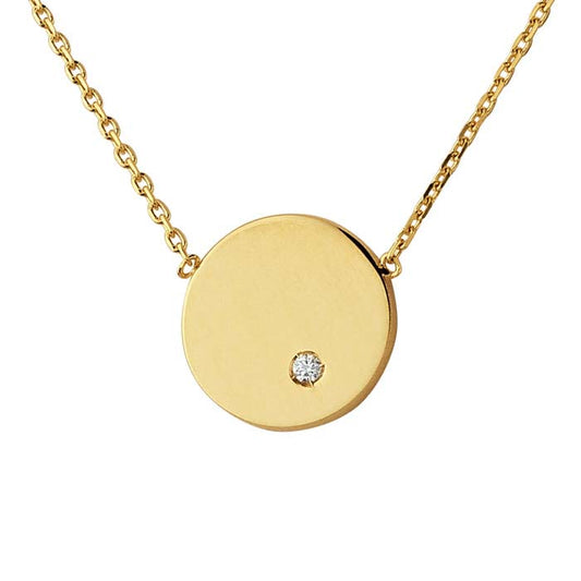 14K Yellow Gold Diamond-Set Disc Festoon Necklace