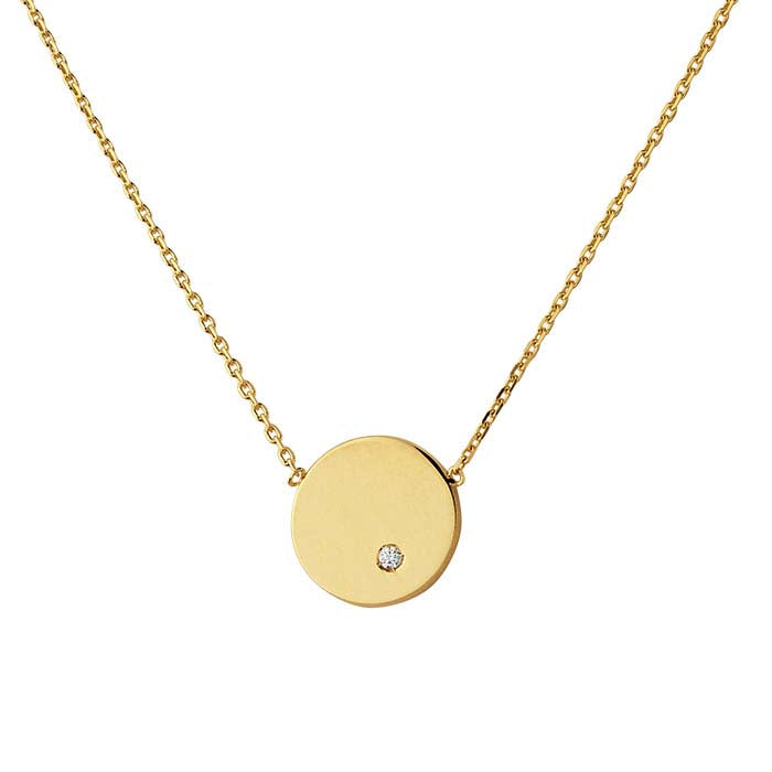 14K Yellow Gold Diamond-Set Disc Festoon Necklace