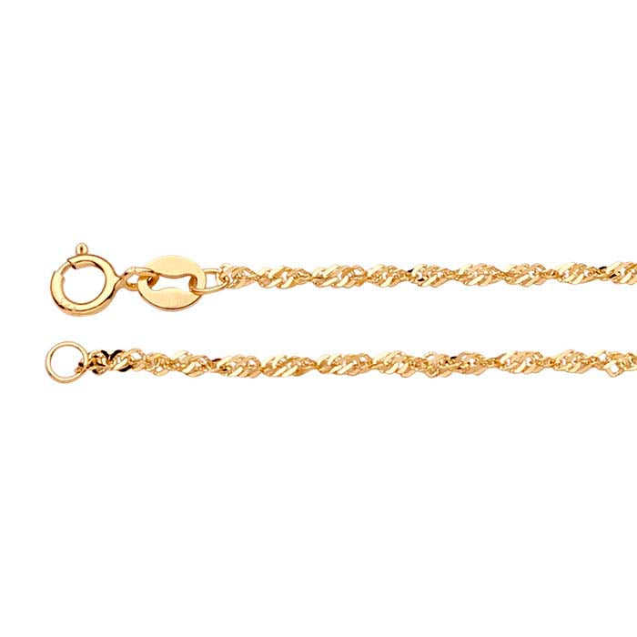 14K Yellow Gold 1.5mm Diamond-Cut Singapore Chain