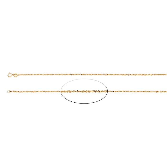 14K Yellow Gold 1.5mm Diamond-Cut Singapore Chain