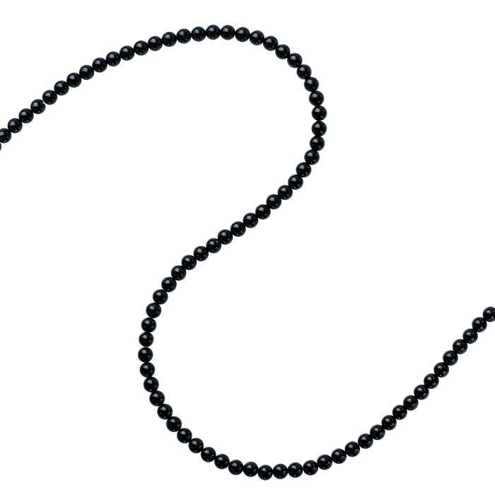 Fio de Contas Redondas de Ônix Preto 5mm