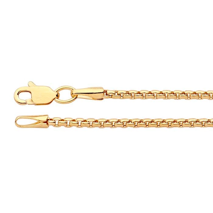 14K Yellow Gold 1.7mm Hollow Rounded Box Chain