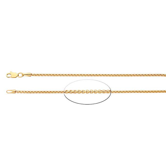 14K Yellow Gold 1.7mm Hollow Rounded Box Chain