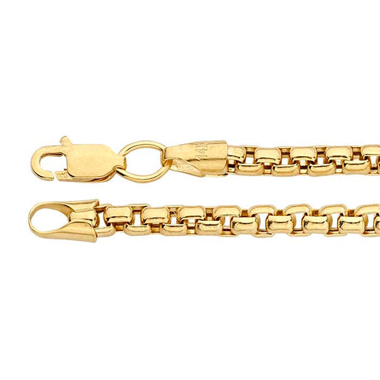 14K Yellow Gold 3.5mm Hollow Rounded Box Chain