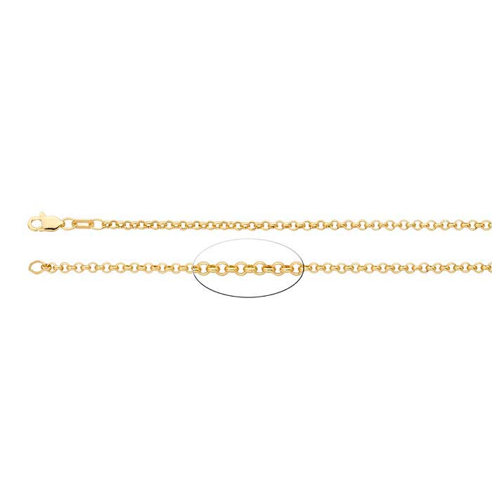 Chaîne Rolo Ronde Creuse 2,3 mm en Or Jaune 14 carats