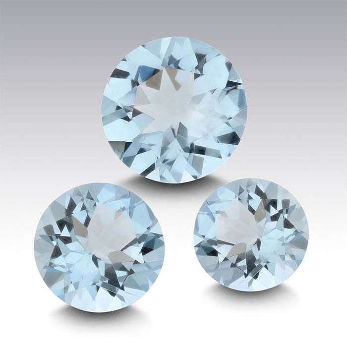 Pedra preciosa facetada redonda de 6mm Aquamarine, Grau AAA