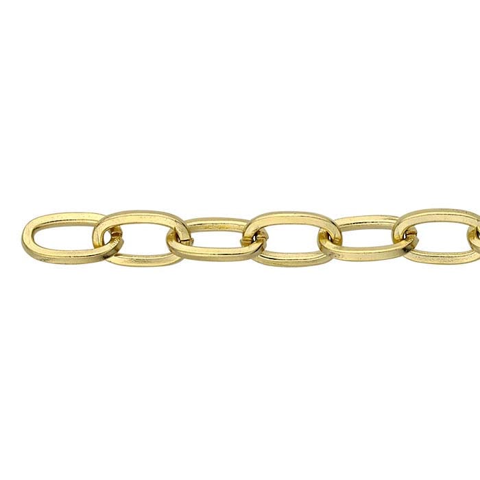 Brass Yellow Gold-Plated 4.4mm Oval Cable Chain, 3.05 m. Spool