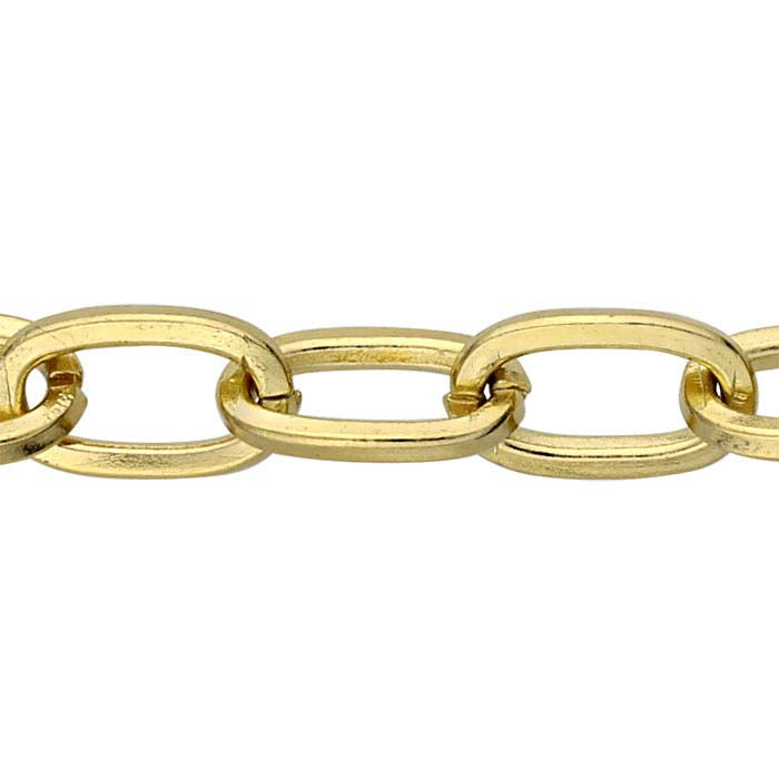 Brass Yellow Gold-Plated 4.4mm Oval Cable Chain, 3.05 m. Spool