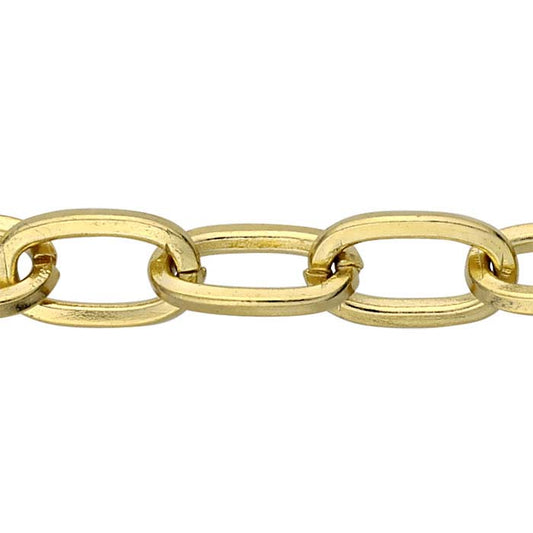 Brass Yellow Gold-Plated 4.4mm Oval Cable Chain, 3.05 m. Spool