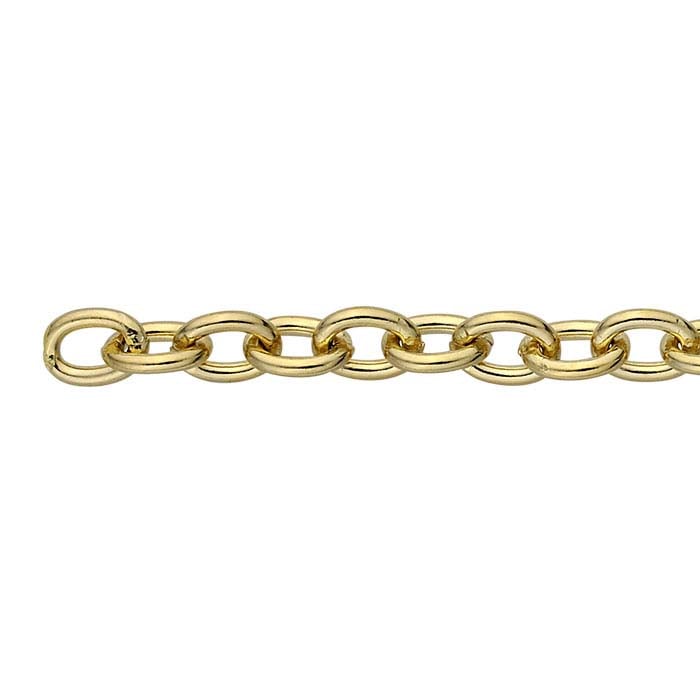 Catena a cavo ovale in ottone placcato oro giallo, bobina da 3,05 m