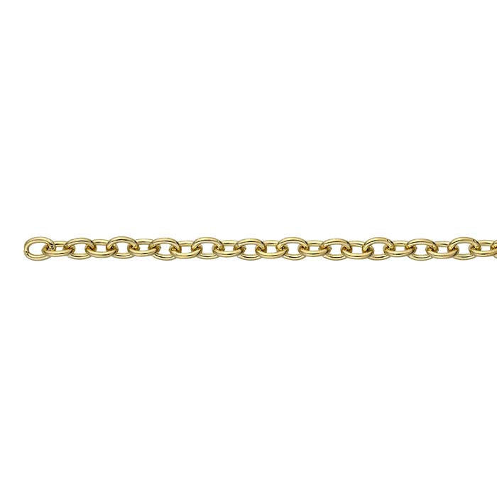Catena a cavo ovale in ottone placcato oro giallo, bobina da 3,05 m
