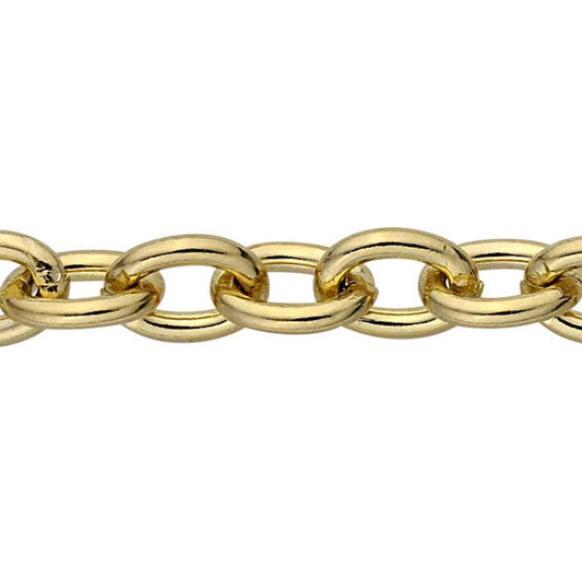 Brass Yellow Gold-Platedmm Oval Cable Chain, 3.05 m. Spool