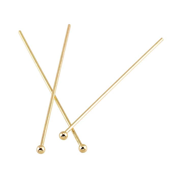 Brass Yellow-Finish 1-1/2" 1.9mm Ball Head Pin, 21-Ga., 1/2-Hard