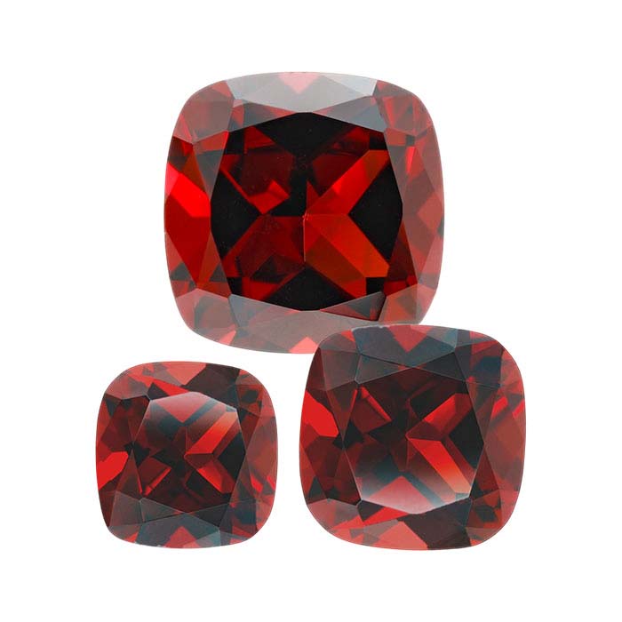 Garnet Cushion Faceted Gemstone, AA-Grade