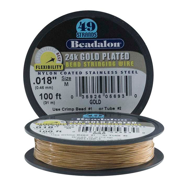 Beadalon® Professional Series 49-Strand 24K Yellow Gold-Plated Wire, 30.48 m. Spool