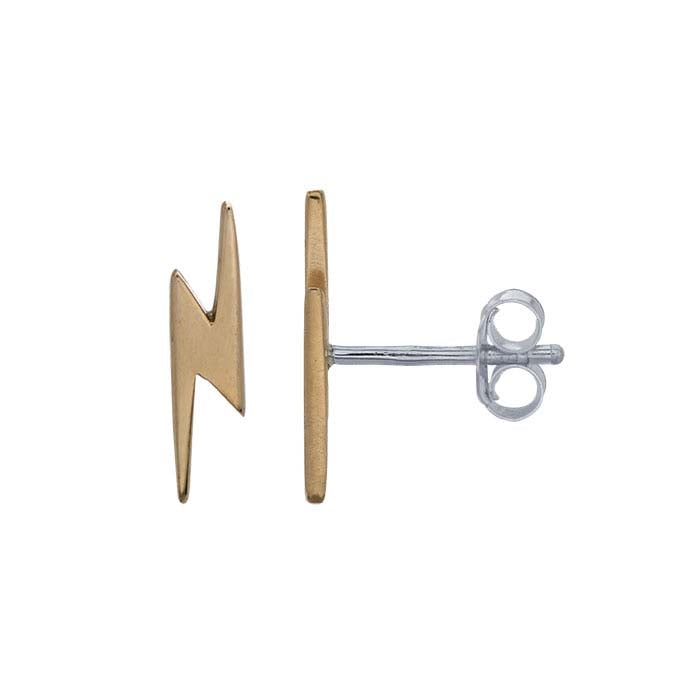 Bronze Lightning Bolt Post Earrings