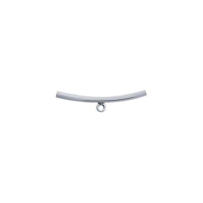 Sterling Silver 25.7 x 1.8mm Curved Square Tube Bead with Ring