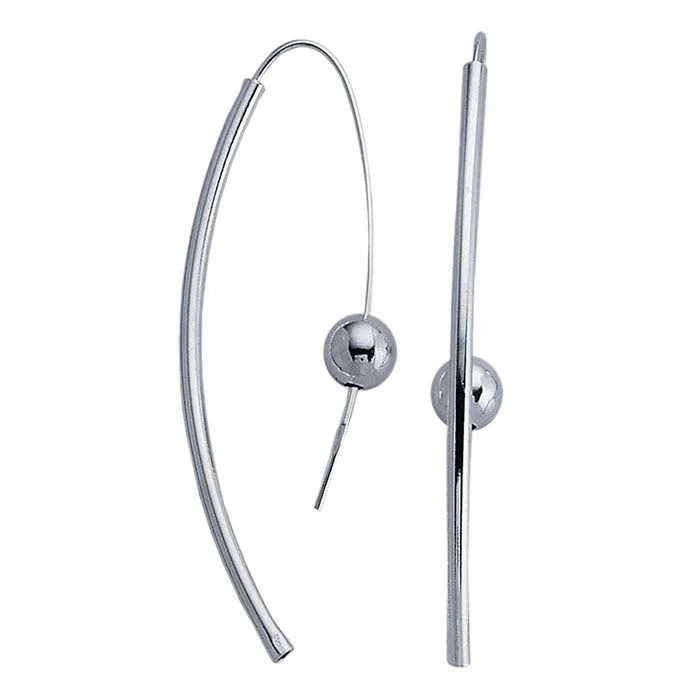 Sterling Silver Long Tubular Earrings