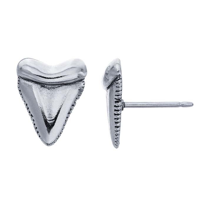 Sterling Silver Shark Tooth Post Earring