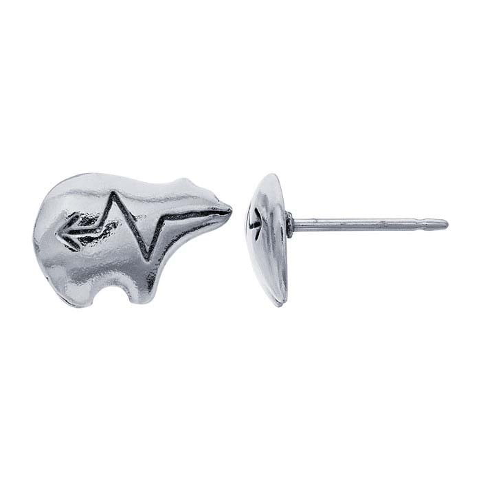 Sterling Silver Heartline Bear Post Earring