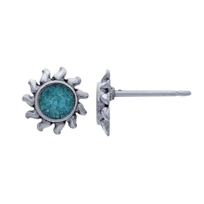 Sterling Silver Inlay Sun Post Earring