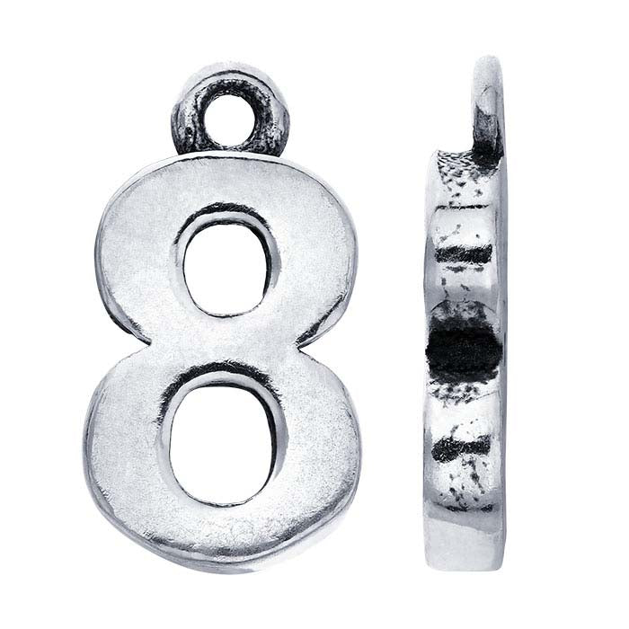 Sterling Silver Block Number Charm
