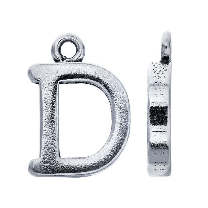 Sterling Silver Block Alphabet Charm, "D"