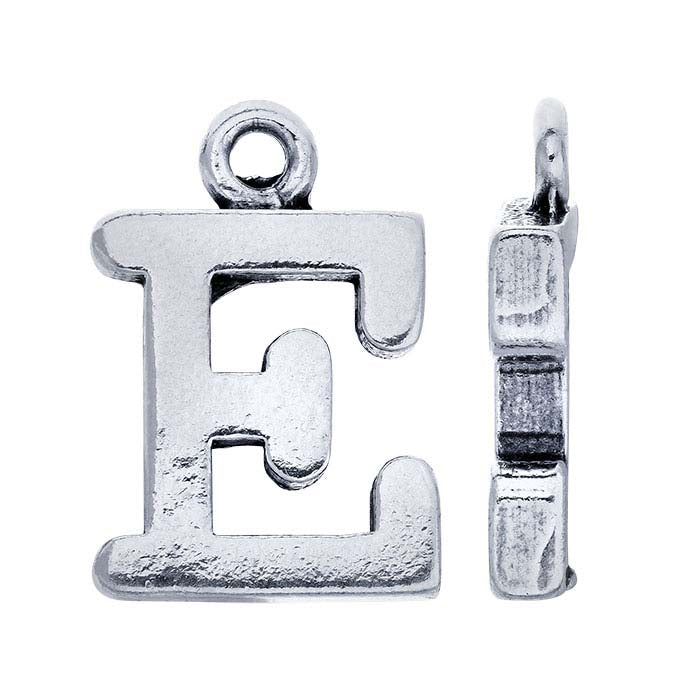 Sterling Silver Block Alphabet Charm, "E"