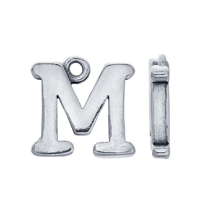 Sterling Silver Block Alphabet Charm, "M"