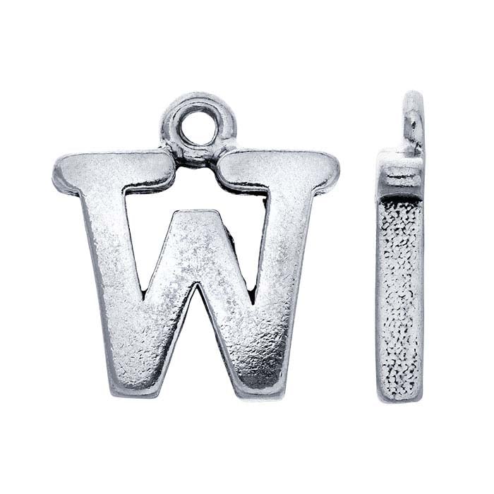Sterling Silver Block Alphabet Charm,"W"