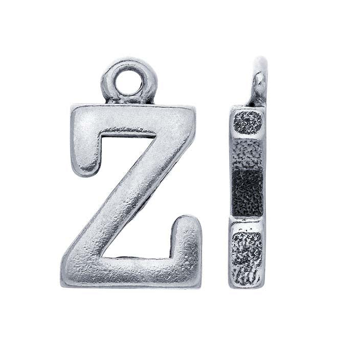 Sterling Silver Block Alphabet Charm, "Z"