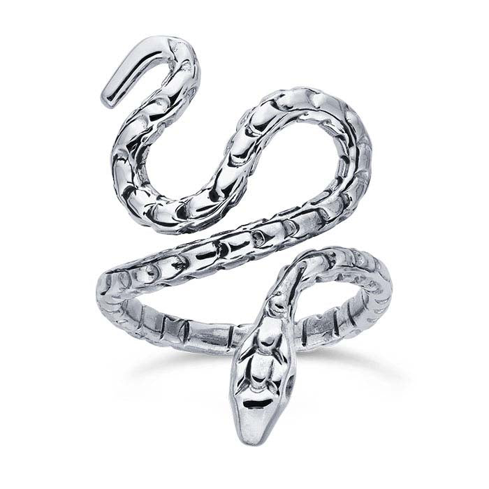 Sterling Silver Textured Snake Ring, Adjustable