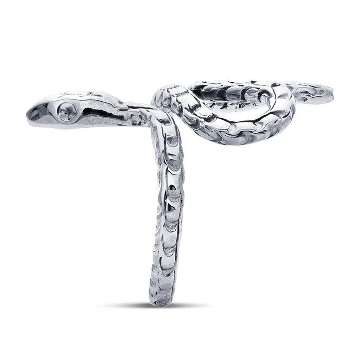 Sterling Silver Textured Snake Ring, Adjustable
