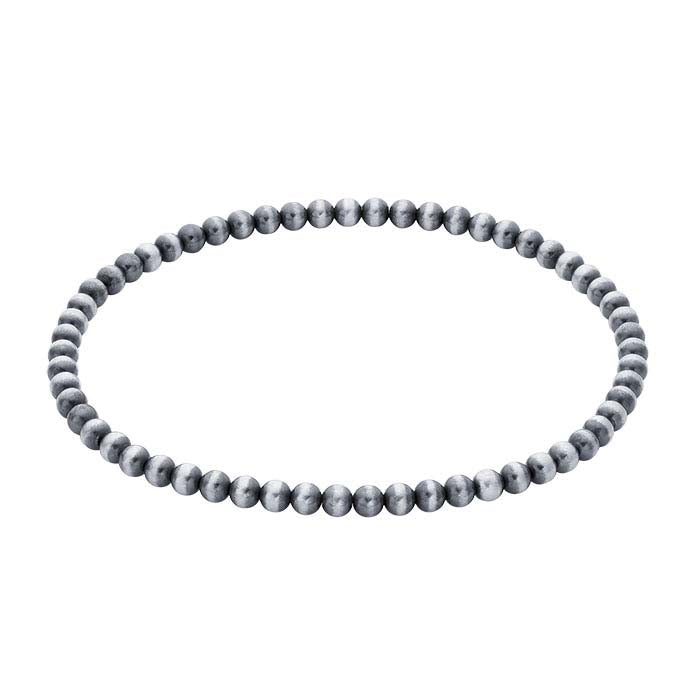 Sterling Silver 3mm Oxidized Bead Bracelet