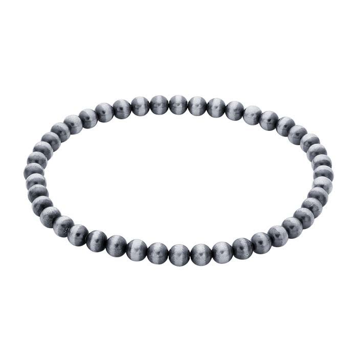 Sterling Silver 4mm Oxidized Bead Bracelet