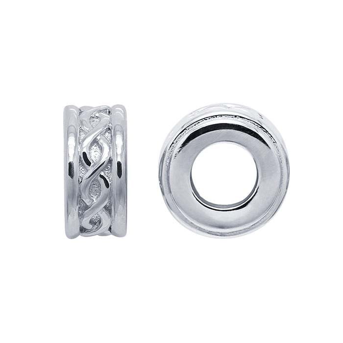 Sterling Silver 8 x 4mm Roundel "Smart" Infinity Bead with Silicone Insert