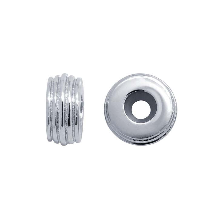 Sterling Silver 9 x 4mm Roundel "Smart" Threaded Bead with Silicone Insert