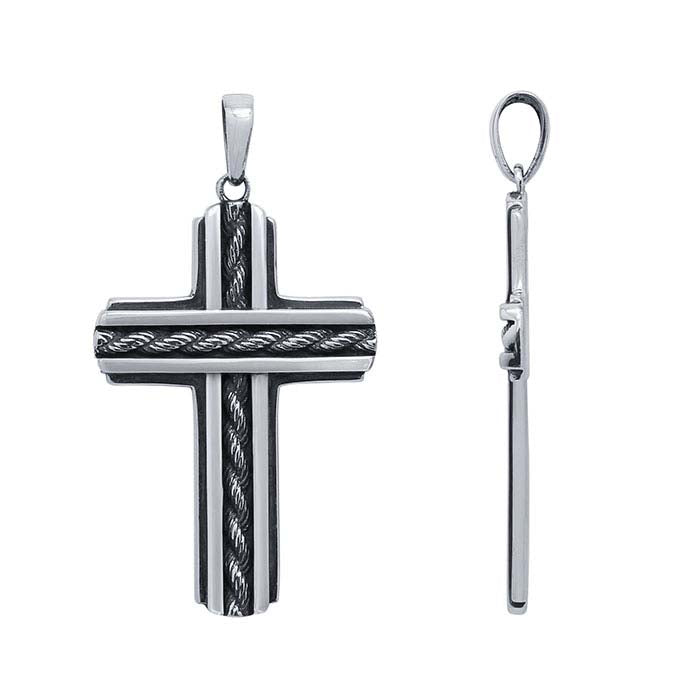Sterling Silver Cross Pendant with Chain Inlay