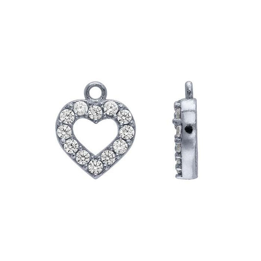Sterling Silver CZ-Set Tiny Heart Charm