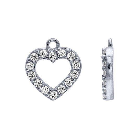 Sterling Silver CZ-Set Heart Charm