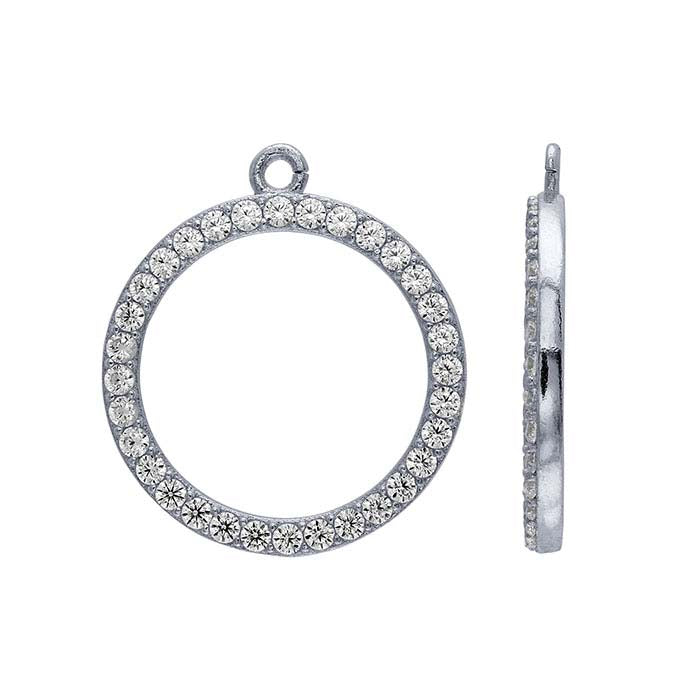 Colgante circular con circonitas cúbicas en plata de ley