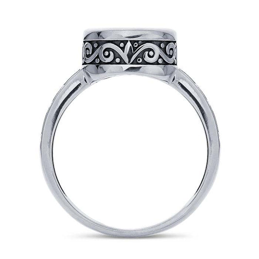 Sterling Silver Scroll 9 x 7mm Oval Cabochon Ring Mounting