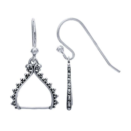 Sterling Silver Beaded-Edge Stirrup Earrings