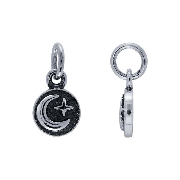 Sterling Silver Mini Charm with Moon and Star